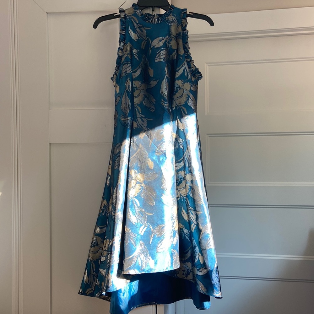 Formal Halter Jacquard High-Low Gown by Adrianna Papell.